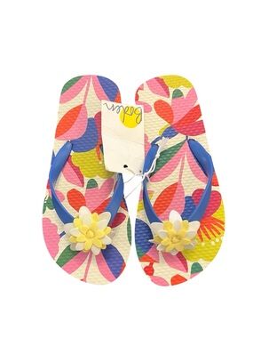 Mini Boden Blue Strap Floral Flip Flops